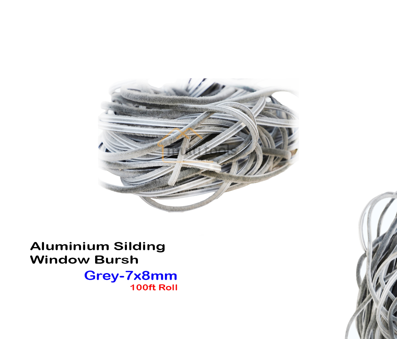 7mm X 8mm X 100ft Window Door Weatherstrip Brush Grey Seal Strip